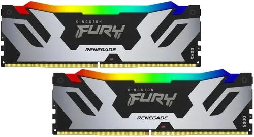 Комплект памяти DDR5 DIMM 48Gb (2x24Gb), 7200MHz, CL38, 1.45V, Kingston, FURY Renegade Silver RGB (KF572C38RSAK2-48) Retail