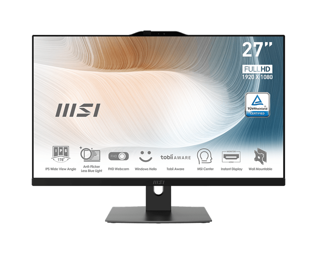 Моноблок MSI Modern AM272P 12M-291RU 27 1920x1080, Intel Core i5-1240P 1.7 ГГц, 16Gb RAM, 512Gb SSD, WiFi, BT, Cam, W11Pro, черный, клавиатура, мышь (9S6-AF8211-643)