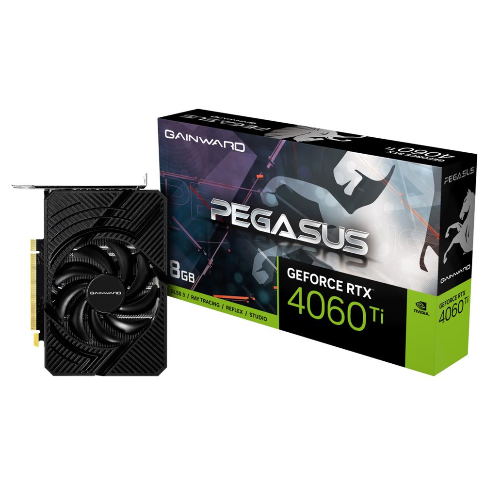 Видеокарта GAINWARD NVIDIA GeForce RTX 4060Ti PEGASUS, 8Gb DDR6, 128 бит, PCI-E, HDMI, 3DP, Retail (NE6406T019P1-1060E)