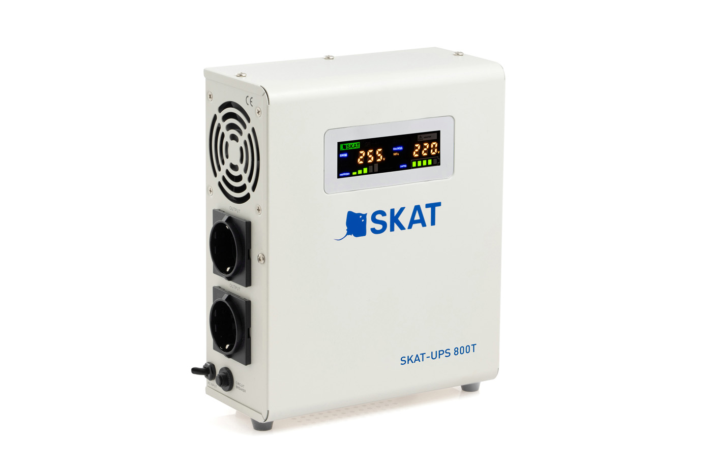 ИБП БАСТИОН SKAT-UPS 800T, 800 VA, 500 Вт, EURO, розеток - 2, белый (4502) (без аккумуляторов)