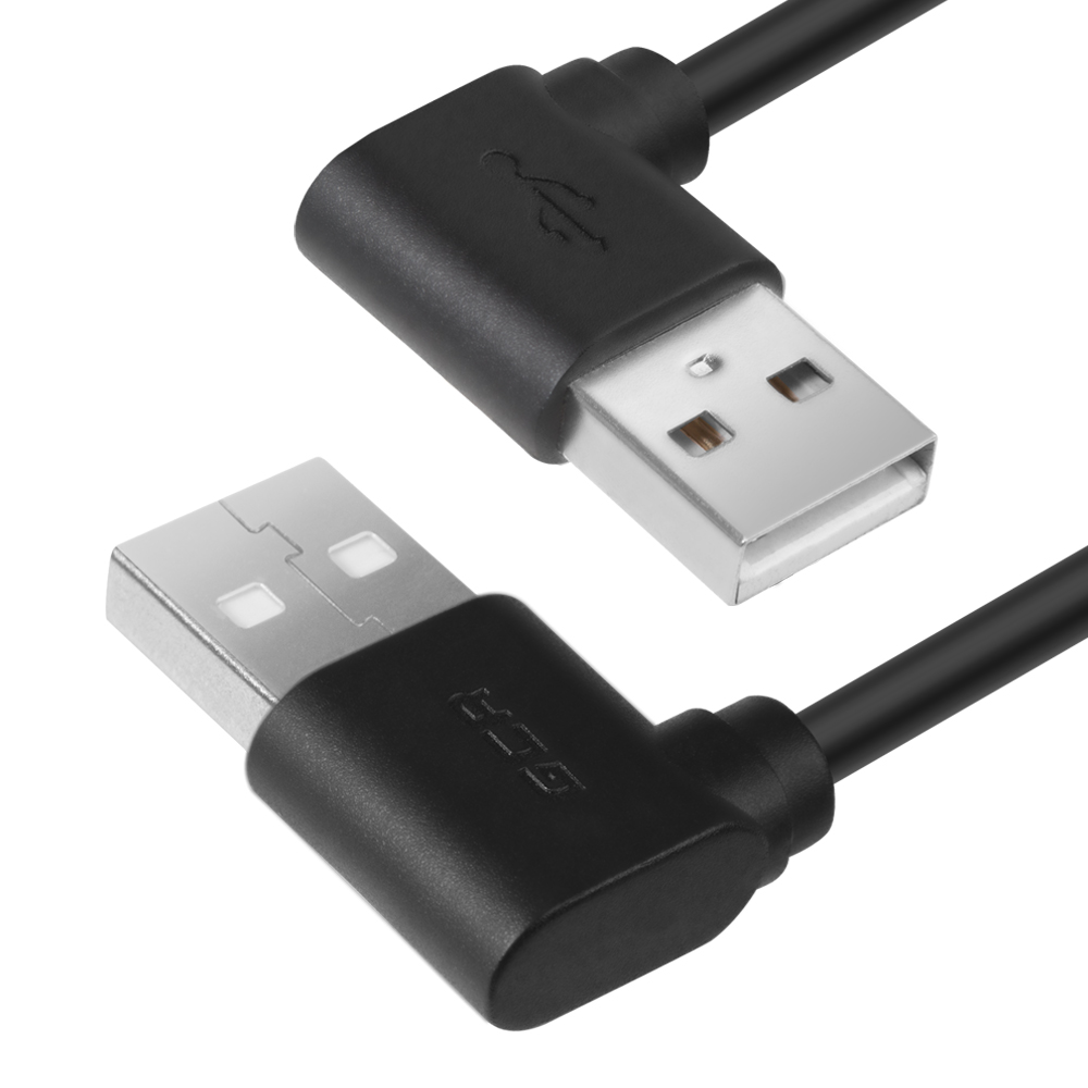 Кабель USB-USB, угловой/угловой, экранированный, 1 м, черный, Greenconnect (GCR-AUM5AM-BB2S-1.0m)