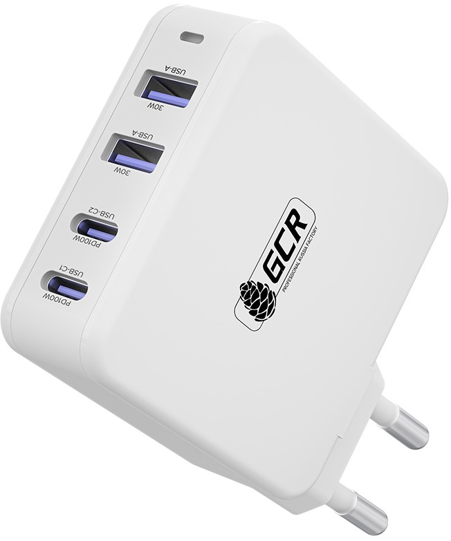 Сетевое зарядное устройство Greenconnect GCR-54225 100 Вт, 2xUSB, EU, 2xUSB type-C, Quick Charge, PD, белый (GCR-54225)