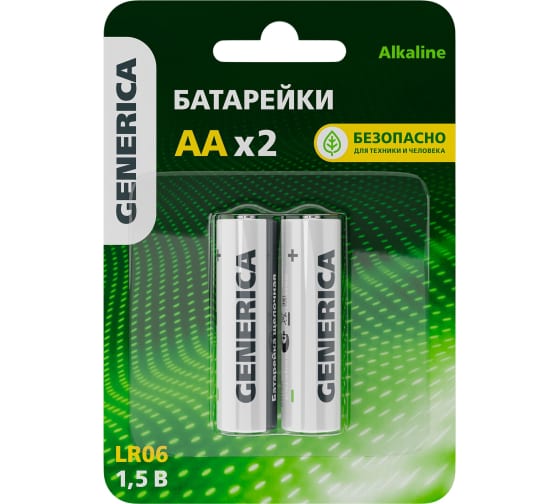 Батарея GENERICA AA (LR6), 1.5V, 2 шт. (ABT-LR03-ST-B12-G)