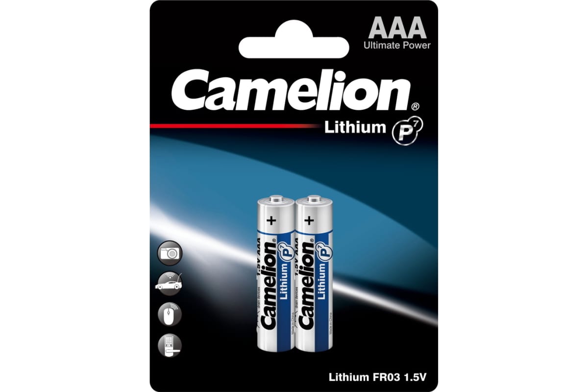 Батарея Camelion Lithium, AAA (LR03), 1.5V, 2 шт. (15240)