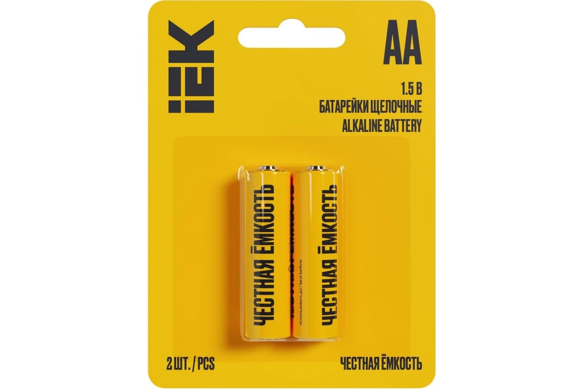 Батарея IEK Alkaline, AA (LR6), 1.5V, 2 шт. (ABT-LR06-OP-L02)