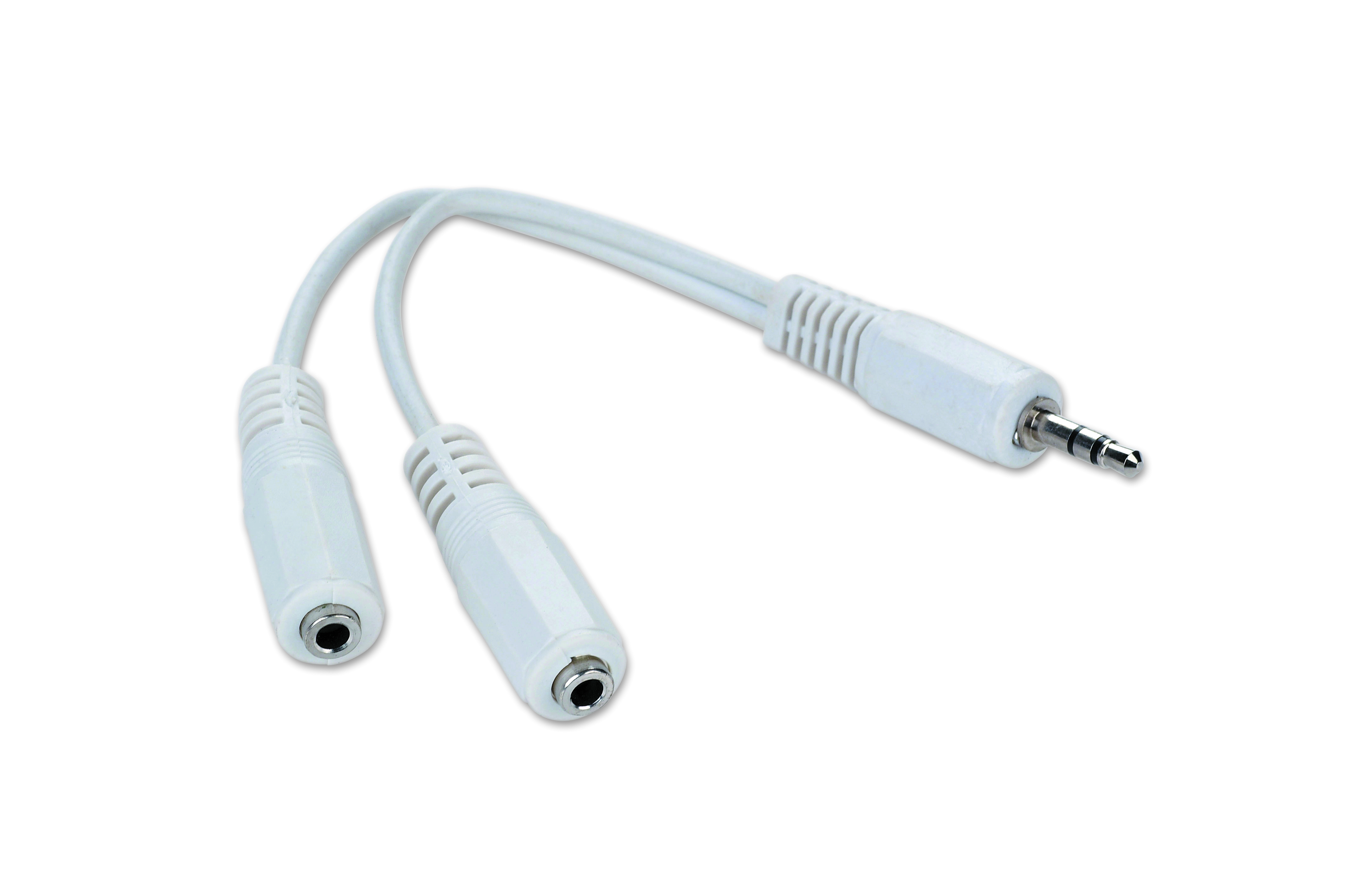 Кабель-разветвитель Jack 3.5mm(M)-2xJack 3.5mm(F), 10 см, белый Gembird (CCA-415W)
