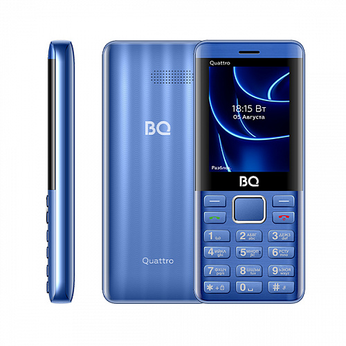 Мобильный телефон BQ 2453 Quattro, 2.4 TFT, BT, 4-Sim, 1200 мА·ч, USB Type-C, синий