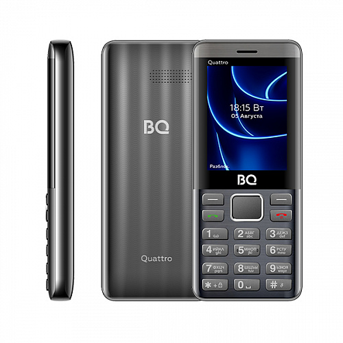 Мобильный телефон BQ 2453 Quattro, 2.4 TFT, BT, 4-Sim, 1200 мА·ч, USB Type-C, серый