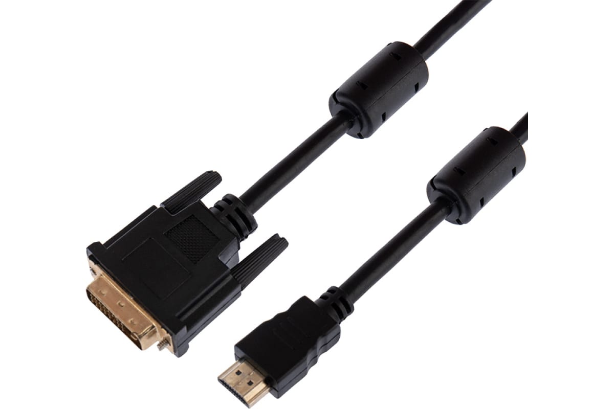 Кабель HDMI(19M)-DVI-D(19M) v1.4b 4K, ферритовый фильтр, 1.5 м, черный REXANT (17-6303)