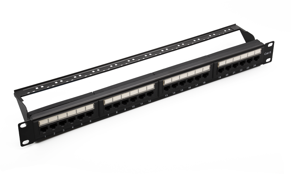 Патч-панель в шкаф 19 1U, порты: 24 x RJ-45 кат. 6, органайзер, черный, 10-0427, SUPRLAN (10-0427)