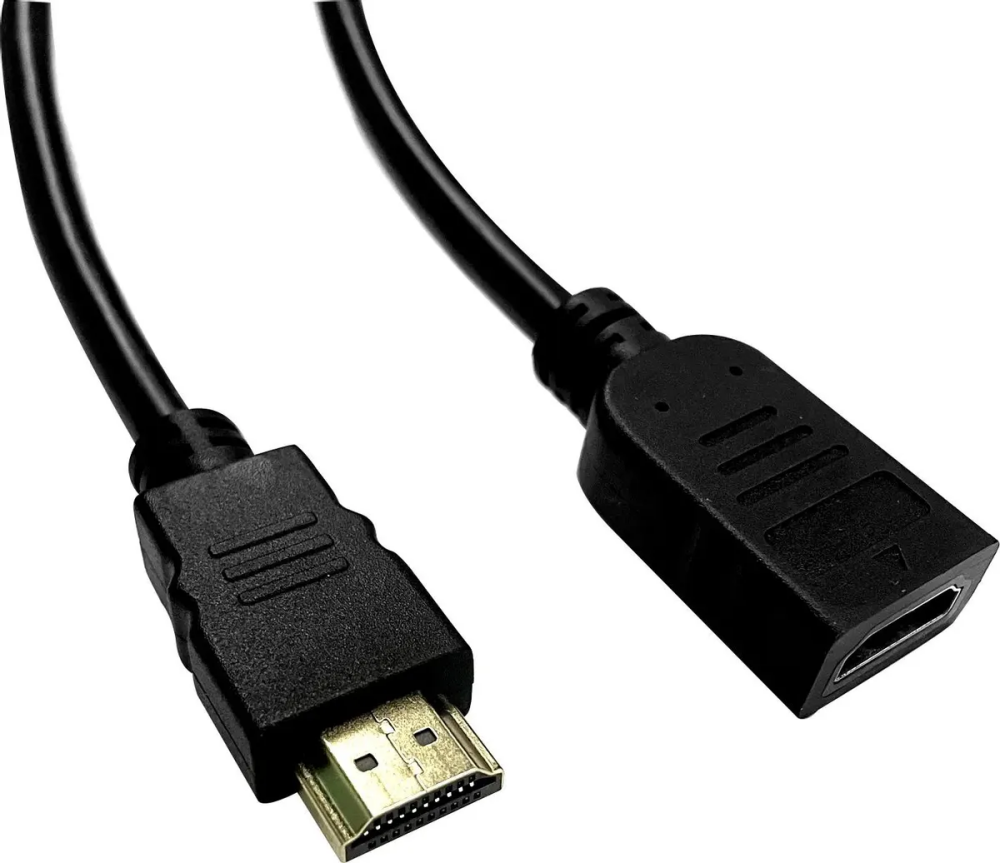 Кабель-удлинитель HDMI(19M)-HDMI(19F) v2.0, 2 м, черный Buro (BU-HDMI2.0-EXTND-2M)