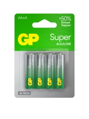 Батарея GP Super Alkaline, AA (LR6), 1.5V, 4 шт. (4891199226274)