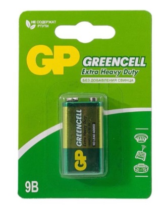 Батарея GP Greencell, крона (6LR61/6LF22/1604A/6F22), 9V, 1 шт. (604G-BC1/1604GLF-2CR1 10/200)