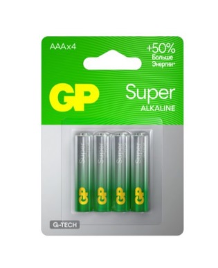 Батарея GP Super Alkaline, AAA (LR03), 1.5V, 4 шт. (4891199226281)