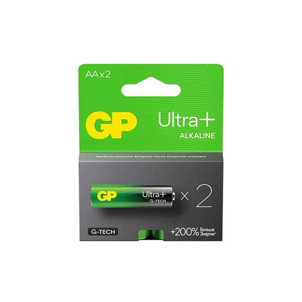 Батарея GP Ultra Plus Alkaline, AAA (LR03), 1.5V, 2 шт. (4891199226045)