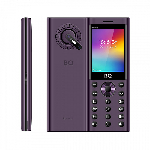 Мобильный телефон BQ 2458 Barrel L, 2.4 320x240 TFT, 32Mb RAM, 32Mb, BT, 1xCam, 3-Sim, 1000 мА·ч, USB Type-C, фиолетовый/черный