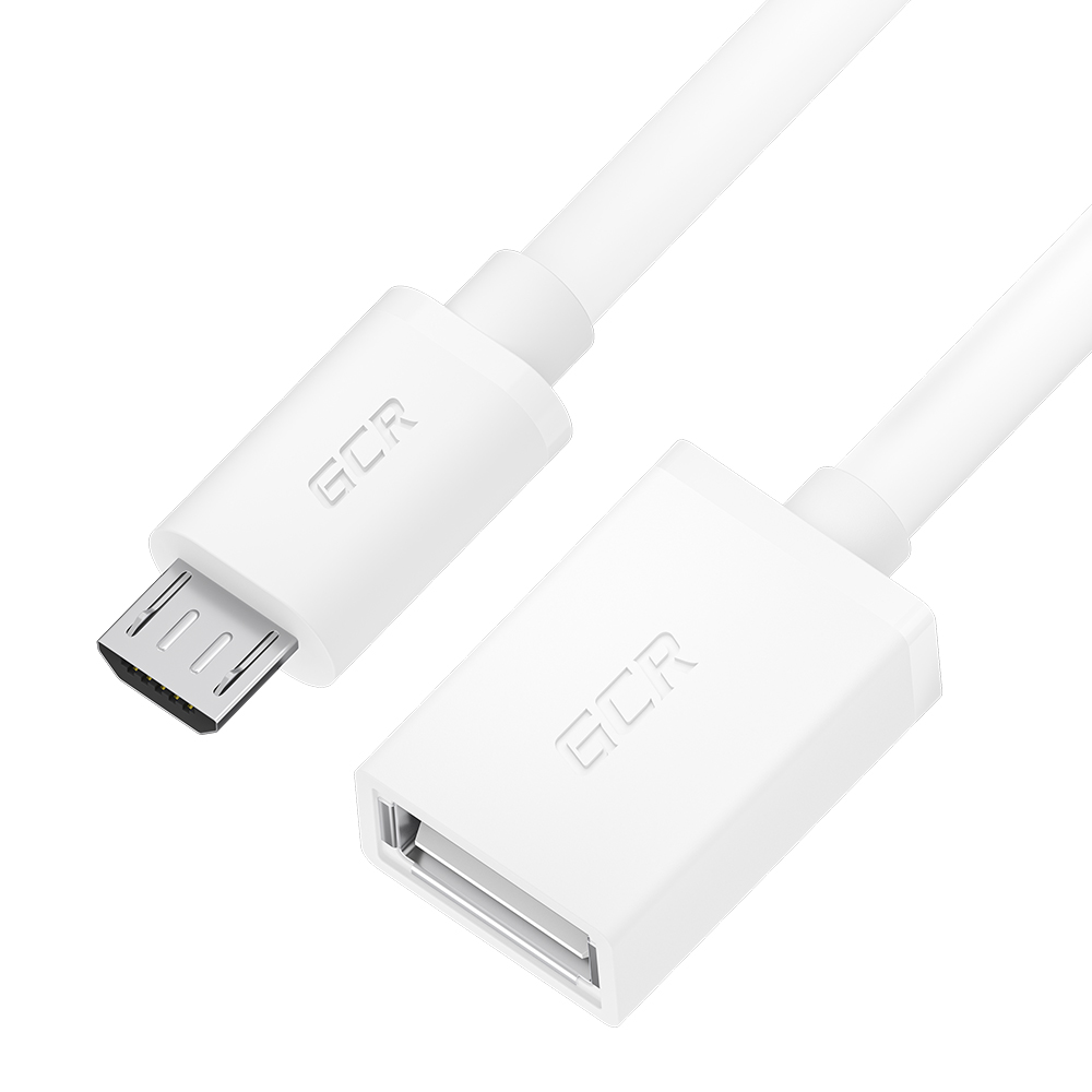 Кабель-переходник (адаптер) Micro USB-USB, экранированный, 75 см, белый, Greenconnect (GCR-52206)