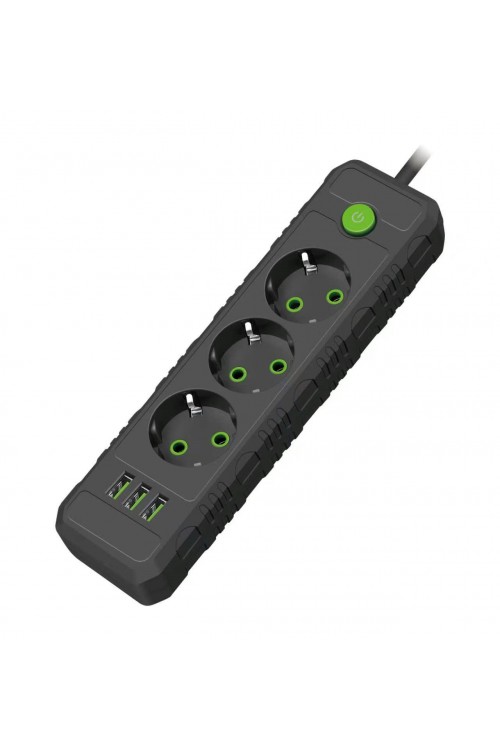 Удлинитель Amper JH-1031U-4B, 3-розетки, 3xUSB, 4 м, белый (JH-1031U-4B)