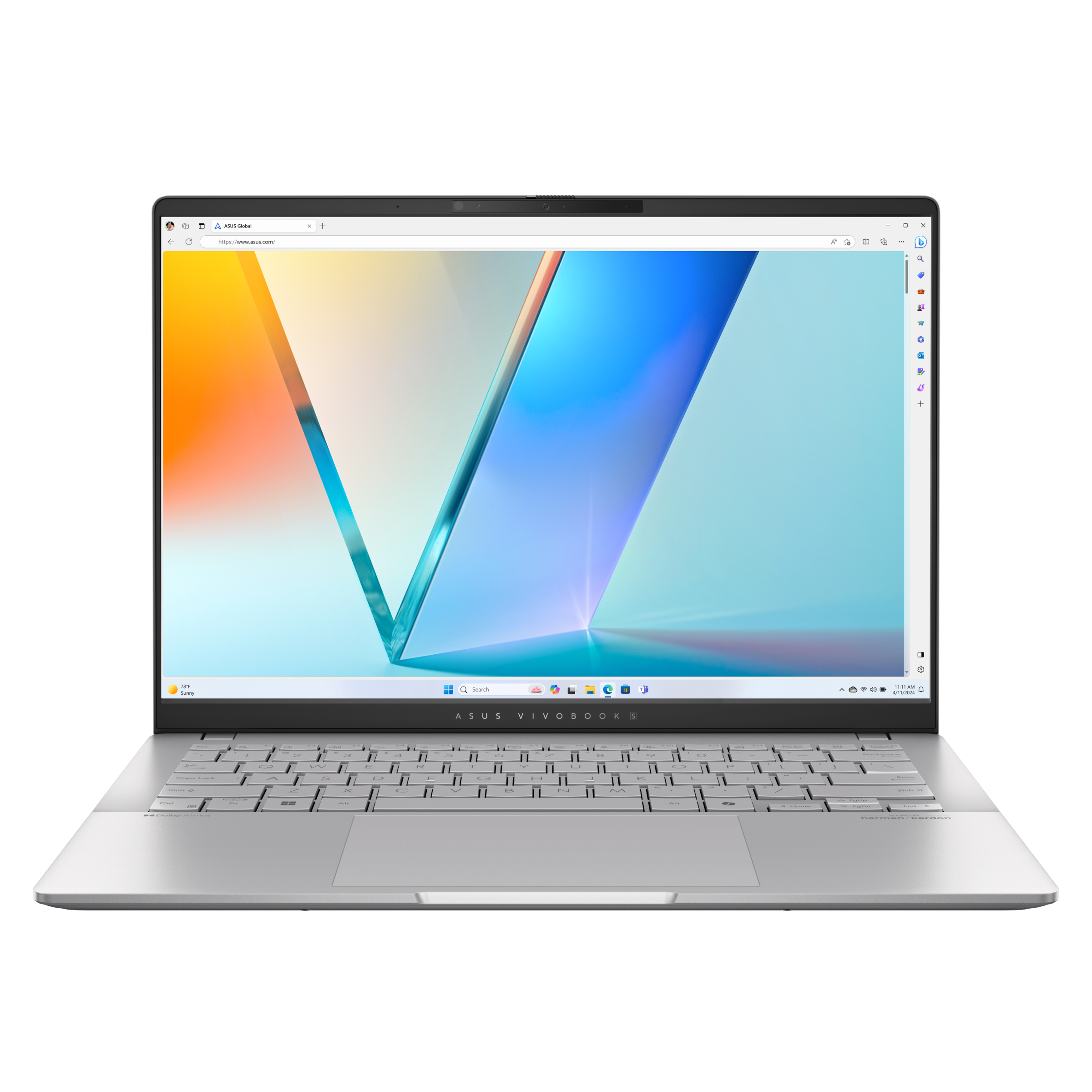 Ноутбук ASUS VivoBook S14 M5406WA-PP086W 14 OLED 2880x1800, AMD Ryzen AI 9 HX 370 2 ГГц, 32Gb RAM, 1Tb SSD, W11, серебристый (90NB14P1-M004N0)