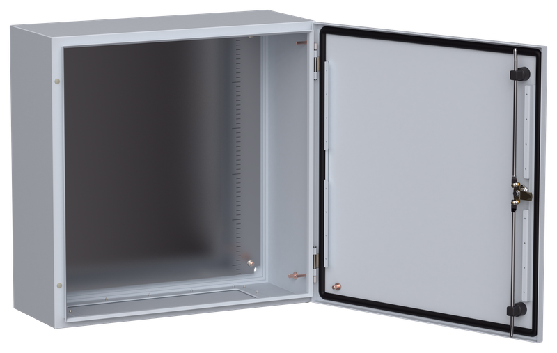 Корпус металлический с монтажной панелью 60 см x 60 см x 25 см, IP66, УХЛ1, замок с ключом, серый, IEK TITAN 5 ЩМП-60.60.25 (TI5-10-N-060-060-025-66)