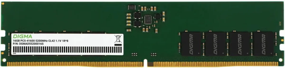 Память DDR5 DIMM 16Gb, 5200MHz, CL42, 1.1V, DIGMA (DGMAD55200016S) Retail