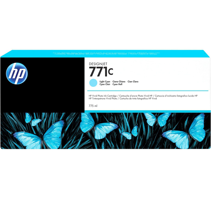 Картридж струйный HP 771C (B6Y12A), светло-голубой, оригинальный, объем 775 мл для HP HP Designjet Z6200 1067 мм / 1524 мм, HP Designjet 1524 мм Z6600 / Z6800