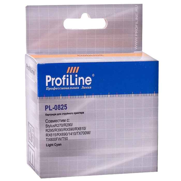 Картридж струйный ProfiLine PL-T0825LC (825), светло-голубой, совместимый, 250 страниц, для Epson R270/R290/R295/R390/RX590/RX610/RX615/RX690/TX700W/TX800