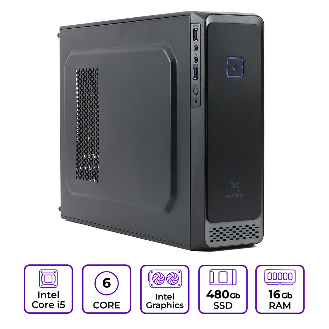   E2E4 Системный блок Mastero Middle MC07, Intel Core i5 10400 2.9 ГГц, 16Gb RAM, 480Gb SSD, DOS, черный (MC07-I10400-16S480)