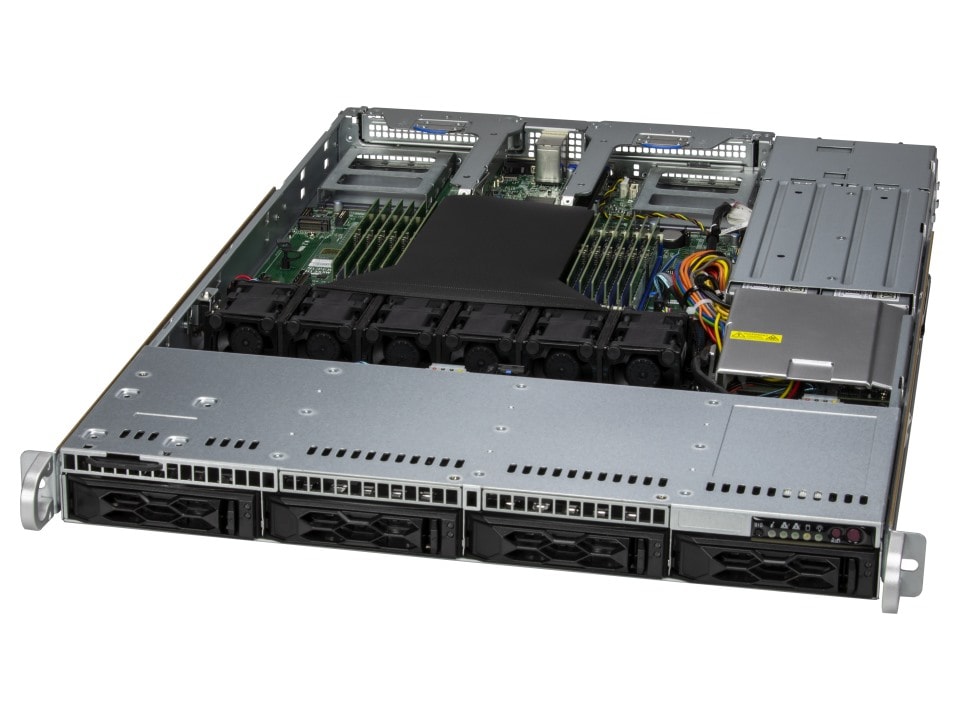 Сервер Supermicro 1015CS-TNR, 1xAMD EPYC 9354, 2x64Gb RAM, 1x480Gb SATA SSD, 4x2.5/3.5 HS, noDVD, 2x10GLAN, 2x10GLAN SFP+, IPMI, 2x860 Вт (up2), 1U (AS -1015CS-TNR.)