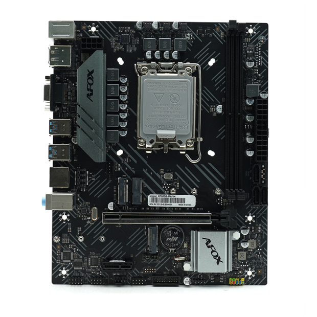 Материнская плата AFOX B760D5-MA-V4, Socket1700, Intel B760, 2xDDR5 DIMM, PCI-Ex16, 3SATA3, 5.1-ch, GLAN, 6 USB 3.0, VGA, HDMI, DP, mATX, Retail