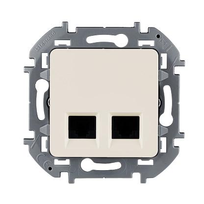 Розетка RJ-45+RJ-45 скрытый монтаж категория 5e, слоновая кость, Legrand Inspiria (673836)