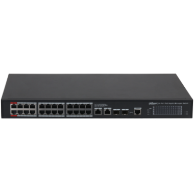 Коммутатор Dahua CS4228-24GT-240, управляемый, кол-во портов: 24x1 Гбит/с SFP 2x1, кол-во SFP/uplink: RJ-45 2x1 Гбит/с, установка в стойку, PoE: 24x90 Вт (макс. 420 Вт) (DH-CS4228-24GT-240)