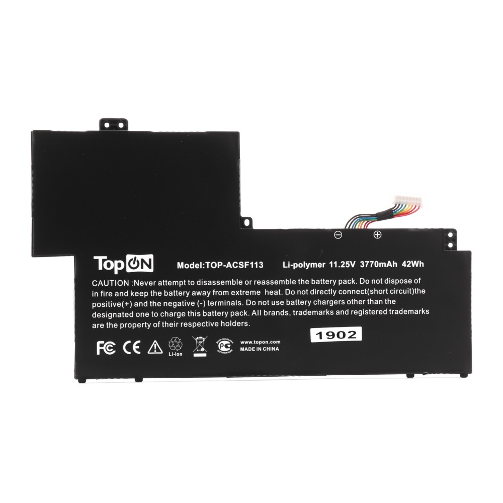 Аккумуляторная батарея TopON TOP-ACSF113 для Acer, 11.3V, 3.77 А·ч, 42Wh, черный (TOP-ACSF113)