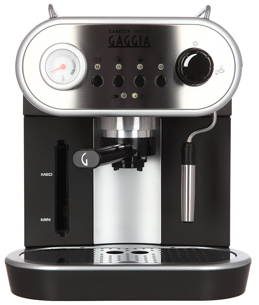 Кофеварка рожковая GAGGIA CAREZZA DLX, 1.3 кВт, кофе молотый, 1.4 л, капучинатор, черный/серебристый (RI8525/01)