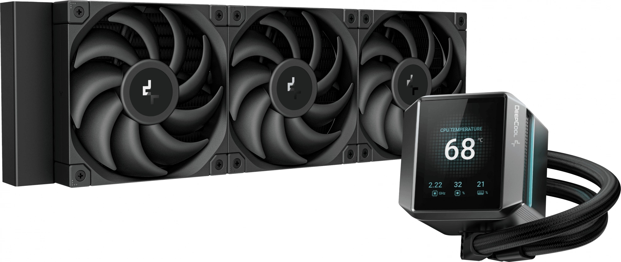 Жидкостное охлаждение Deepcool MYSTIQUE 360 для Socket 115x/1200/1700/1851/AM5/AM4, 3x120 мм, ARGB, черный (R-LX750-BKADSNC-G-1)