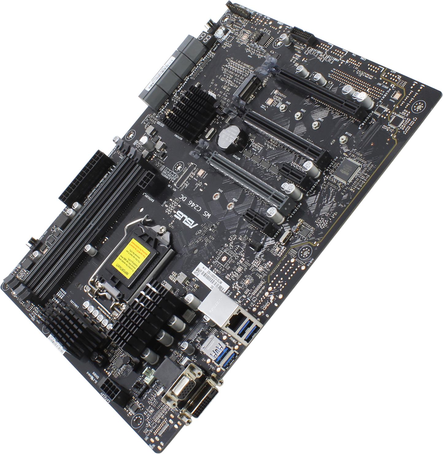 Материнская плата ASUS WS C246 DC, 1xSocket1151, iC246, 4xDDR4, 4PCI-Ex16, 1xM.2-PCI-E, 8SATA3 RAID 0/1/5/10, GLAN, 6xUSB 3.1, VGA, DVI, ATX, Bulk (90SB08L0-M0UBN0)