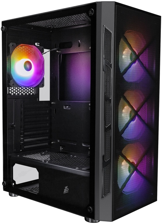 Корпус 1STPLAYER FIREBASE XP, ATX, Midi-Tower, USB 3.0, RGB подсветка, черный, без БП (XP-BK-4F1-B)