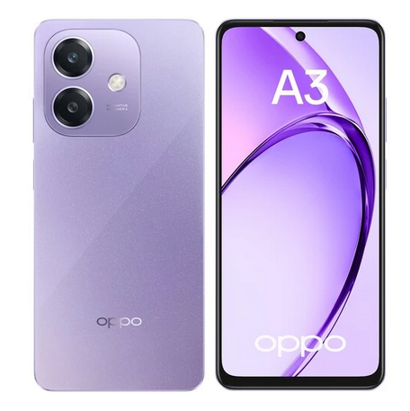 Смартфон OPPO A3, 6.67 1604x720 IPS, Qualcomm Snapdragon 6s 4G Gen 1, 6Gb RAM, 256Gb, 3G/4G, NFC, Wi-Fi, BT, 2xCam, 2-Sim, 5100 мА⋅ч, USB Type-C, Android 14, фиолетовый