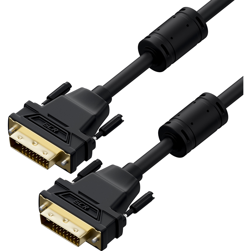 Кабель DVI-I(25M)-DVI(25M), экранированный, ферритовый фильтр, 1 м, черный Greenconnect PROF (GCR-54237)