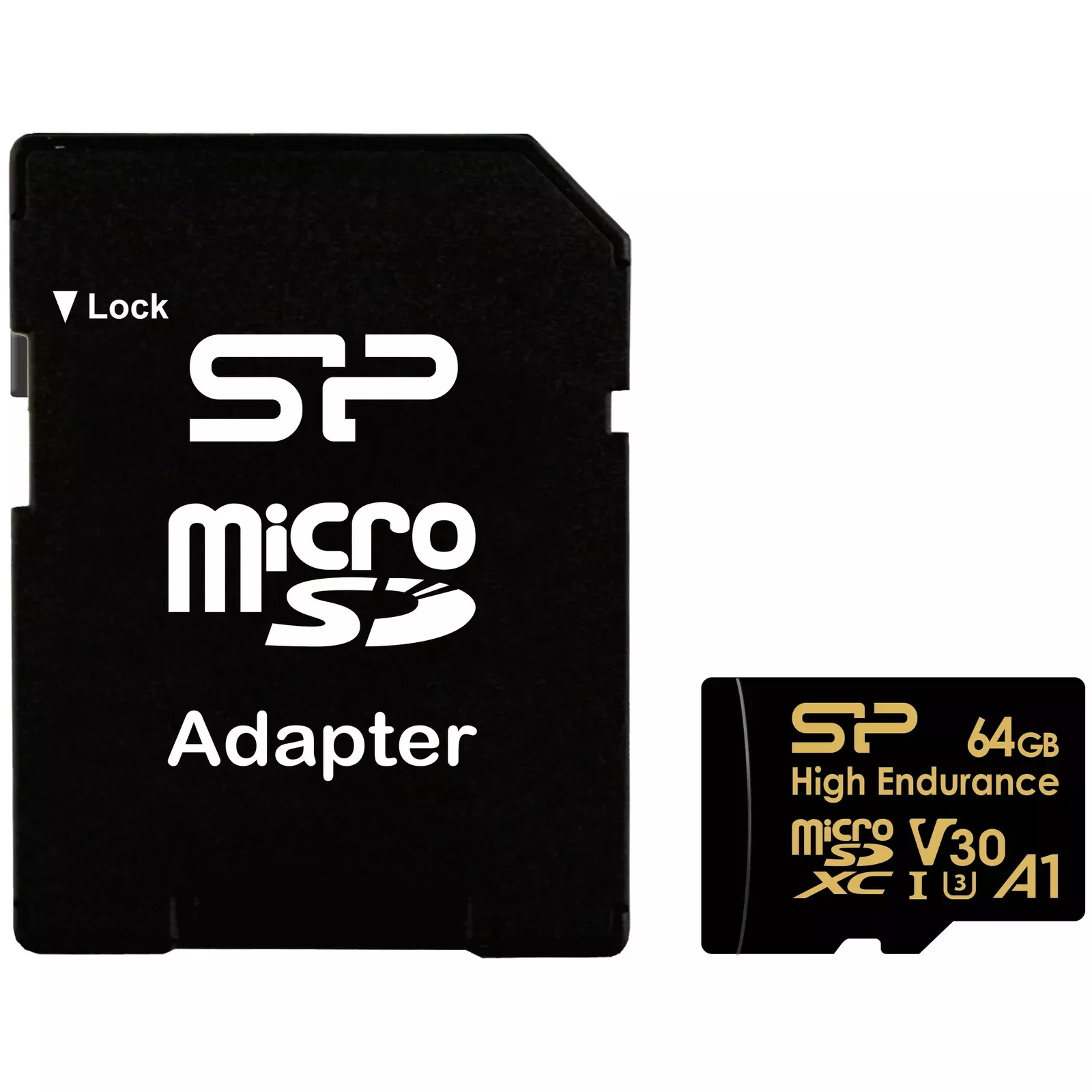   E2E4 Карта памяти 64Gb microSDHC Silicon Power Golden Series High Endurance Class 10 UHS-I U3 V30 A1 + адаптер (SP064GBSTXDV3V1HSP)