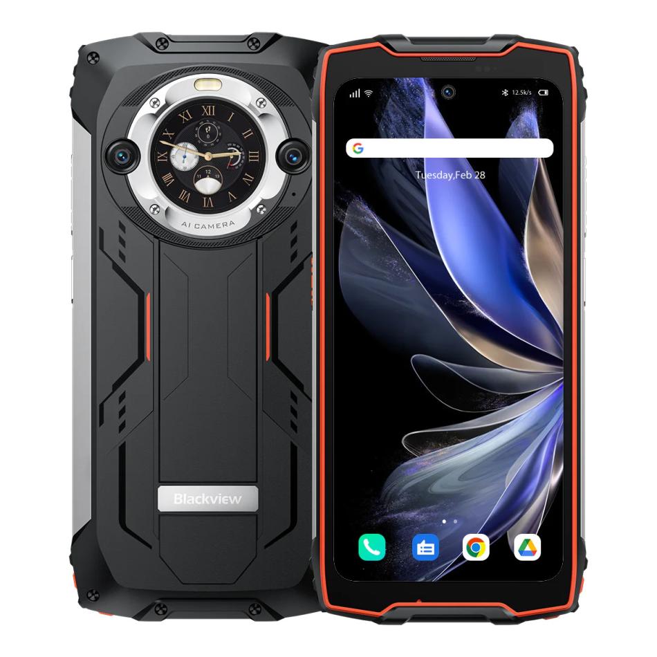 Смартфон Blackview BV9300 Pro, 6.7 1080x2388 IPS, MediaTek Helio G99, 8Gb RAM, 256Gb, 3G/4G, NFC, Wi-Fi, BT, 2xCam, 2-Sim, 15.1 А·ч, USB Type-C, Android 13, черный/оранжевый (BV9300PRO-8256ORA)