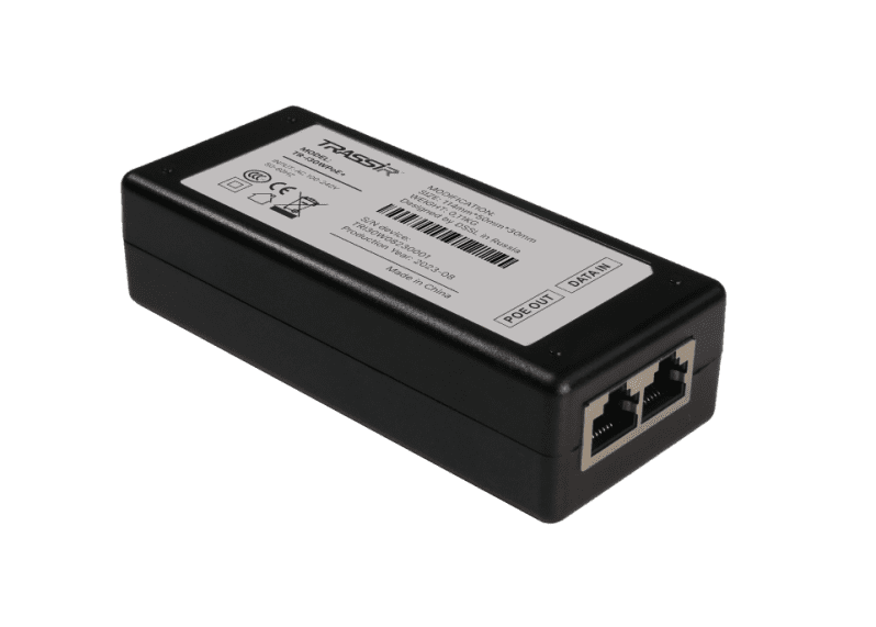 PoE-инжектор TRASSIR TR-I30WPoE+ , 802.3af / 802.3at, 1 Гбит/с, 65 Вт (TR-I30WPoE+ )