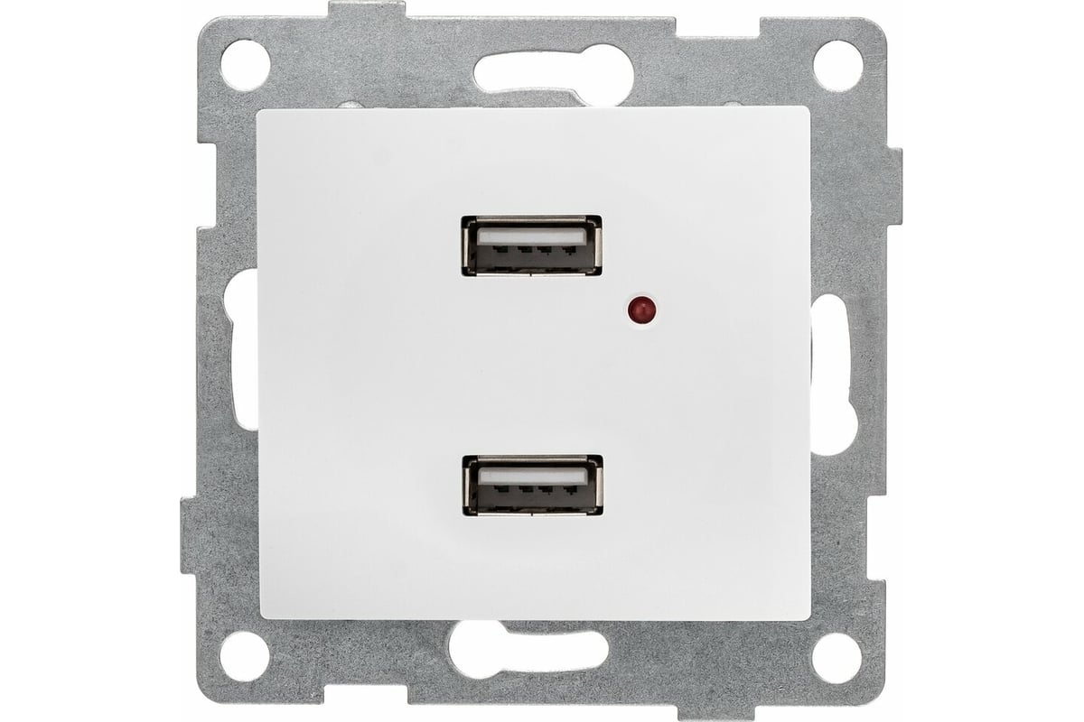 Розетка GUSI Bravo, 2xUSB-A, механизм с накладкой, белый (С10USB2-001)