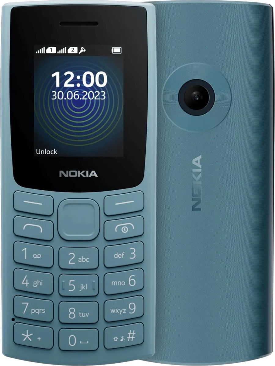 Мобильный телефон Nokia 110 DS (2023), 1.8 160x128 TN, 4Mb RAM, 4Mb, 1xCam, 2-Sim, 1000 мА·ч, micro-USB, Series 30+, голубой (TA-1567/1GF019FPG3C01)