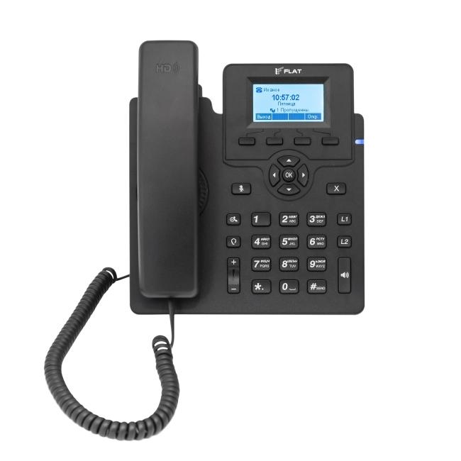 VoIP-телефон ФЛАТ Flat-Phone-C10, 2 линии, 2 SIP-аккаунта, монохромный дисплей, PoE, черный (FLAT-PHONE-C10/RU)