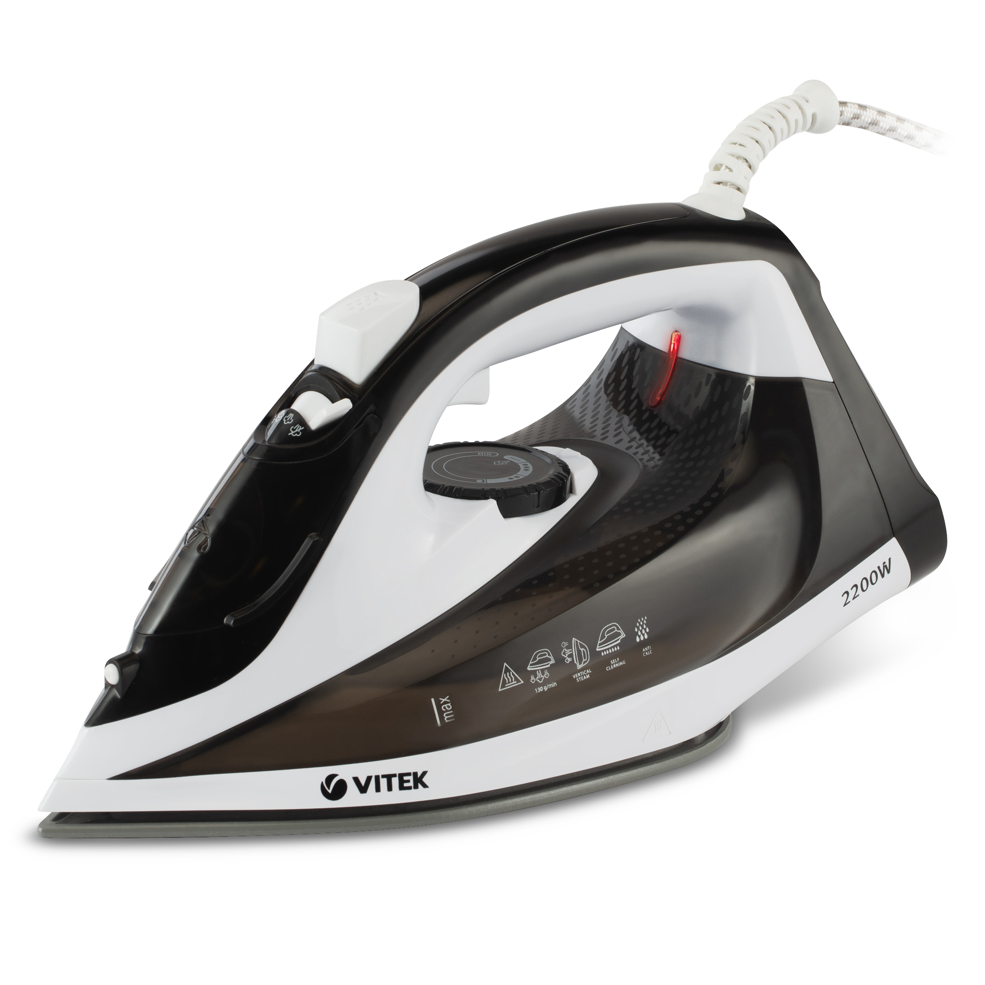 Утюг Vitek VT-1267 2.2 кВт, длина шнура 1.8 м, белый/ черный (VT-1267)