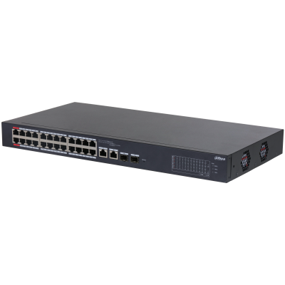 Коммутатор Dahua CS4226-24ET-375, управляемый, кол-во портов: 24x100 Мбит/с, кол-во SFP/uplink: combo RJ-45/SFP 2x1 Гбит/с, установка в стойку, PoE: 24x90 Вт (макс. 375 Вт) (DH-CS4226-24ET-375)