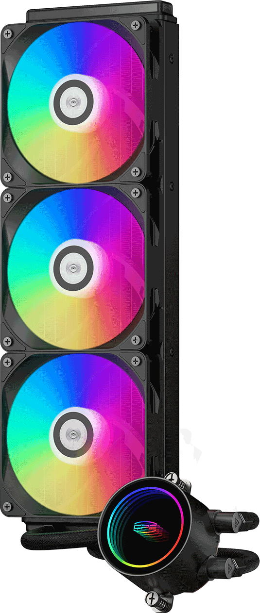 Жидкостное охлаждение PCCooler DA360 ARGB BK для Socket 115x/2066/2011/2011-3/1200/1700/1851/AM5/AM4, 280 Вт, 3x120 мм, ARGB, черный (DA360 ARGB BK)