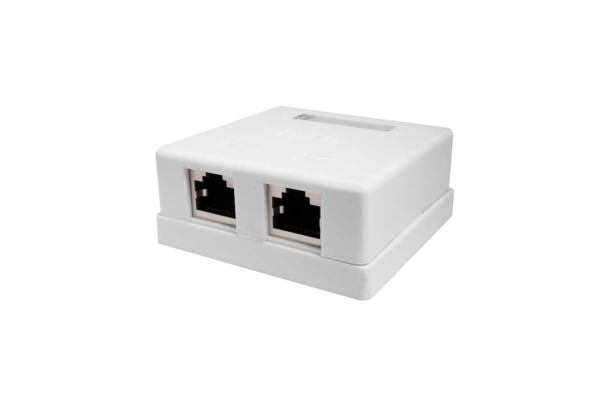 Розетка RJ-45+RJ-45 открытый монтаж категория 5e, экранированная, IP20, белый, SUPRLAN (10-0308-1)