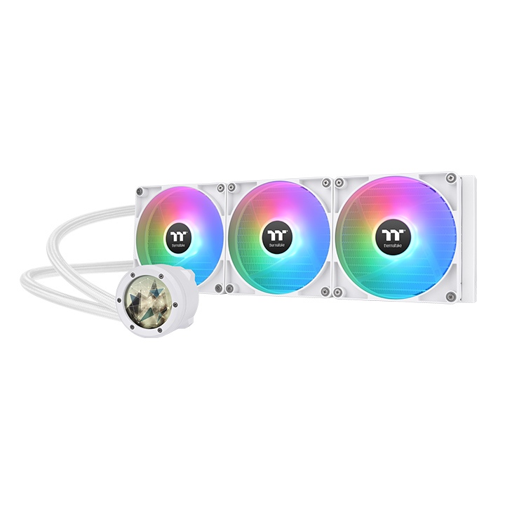 Жидкостное охлаждение Thermaltake TH420 V2 Ultra ARGB Snow для Socket 115x/2066/2011/2011-3/1200/1700/1851/AM5/AM4/AM3/AM3+/FM1/AM2+, 3x140 мм, ARGB, белый (CL-W407-PL14SW-A)